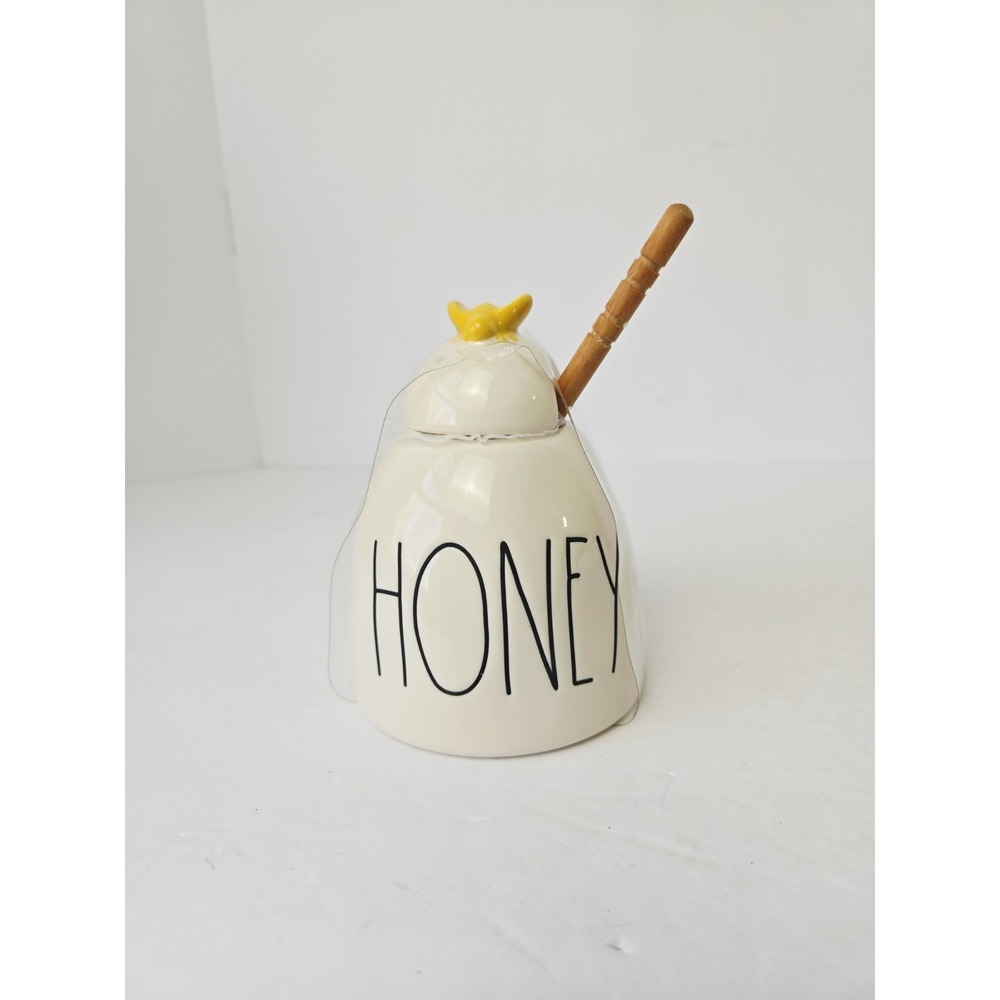 Rae Dunn Honey Pot Dish Jar with Dipper Artisan Collection by Magenta Ray Dunn‎